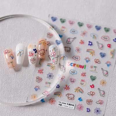 茉季中国美甲贴纸平面浮雕