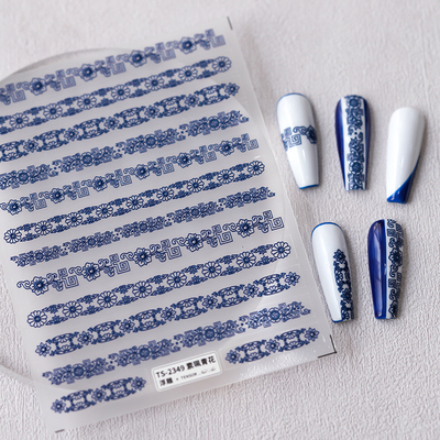 茉季中国美甲贴纸薄刃浮雕