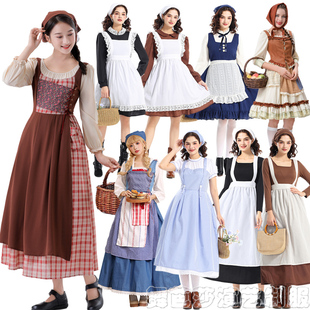 欧美女仆连衣裙成人法式女裙cosplay灰姑娘农场服英国复古女佣服