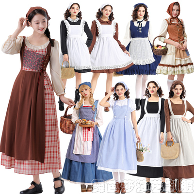 欧美复古女佣服装法式英式连衣裙