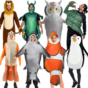 海洋森林动物扮演服成人企鹅小丑鱼鲨鱼cos服大蟒蛇甲壳虫道具服