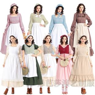 欧洲平民农妇扮演服装 法式田园风连衣裙 中世纪欧美庄园女孩裙子