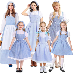 桃乐丝cos服格子裙奥兹国历险记女主角多萝西扮演服亲子欧洲女仆