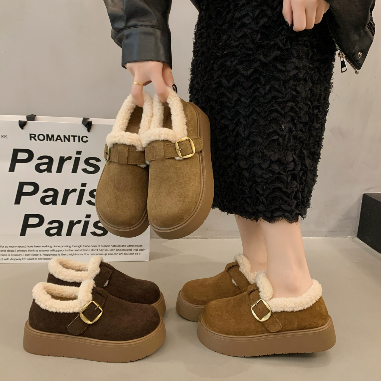 复古增高加绒保暖勃肯雪地靴棉鞋