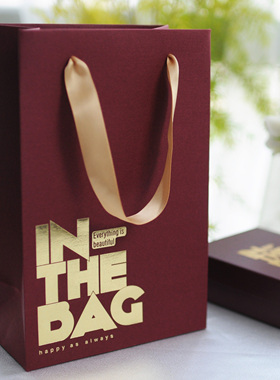酒红ins风新年母亲节生日结婚客制高档伴手礼手提纸袋通用包装袋