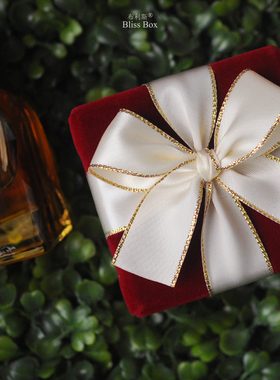 酒红丝绒礼物空盒桌糖盒新年礼品盒新款美妆包装节礼盒