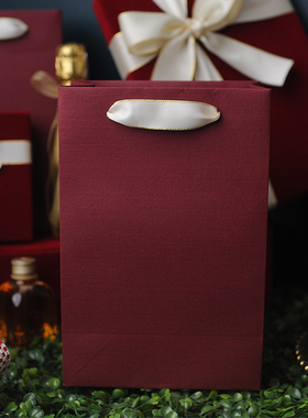 酒红礼品袋ins风结婚定制高档手提纸袋圣诞生日手提袋可爱包装袋