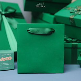 绿色ins风结婚定制化妆品高档手提纸袋茶叶粽子伴手回礼包装袋