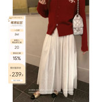 小宜定制 白茶栀子·纯棉手工定位褶皱A字半裙 珠片刺绣口袋半裙