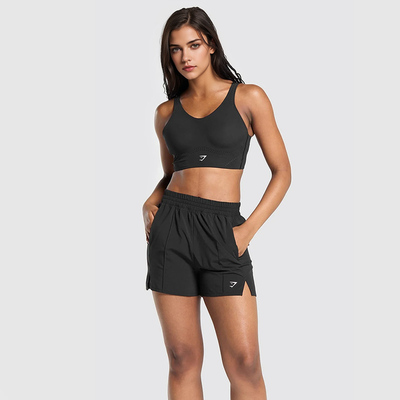 gymshark女士运动短裤元单褶皱款款跑步裤健身速干三分女式宽松