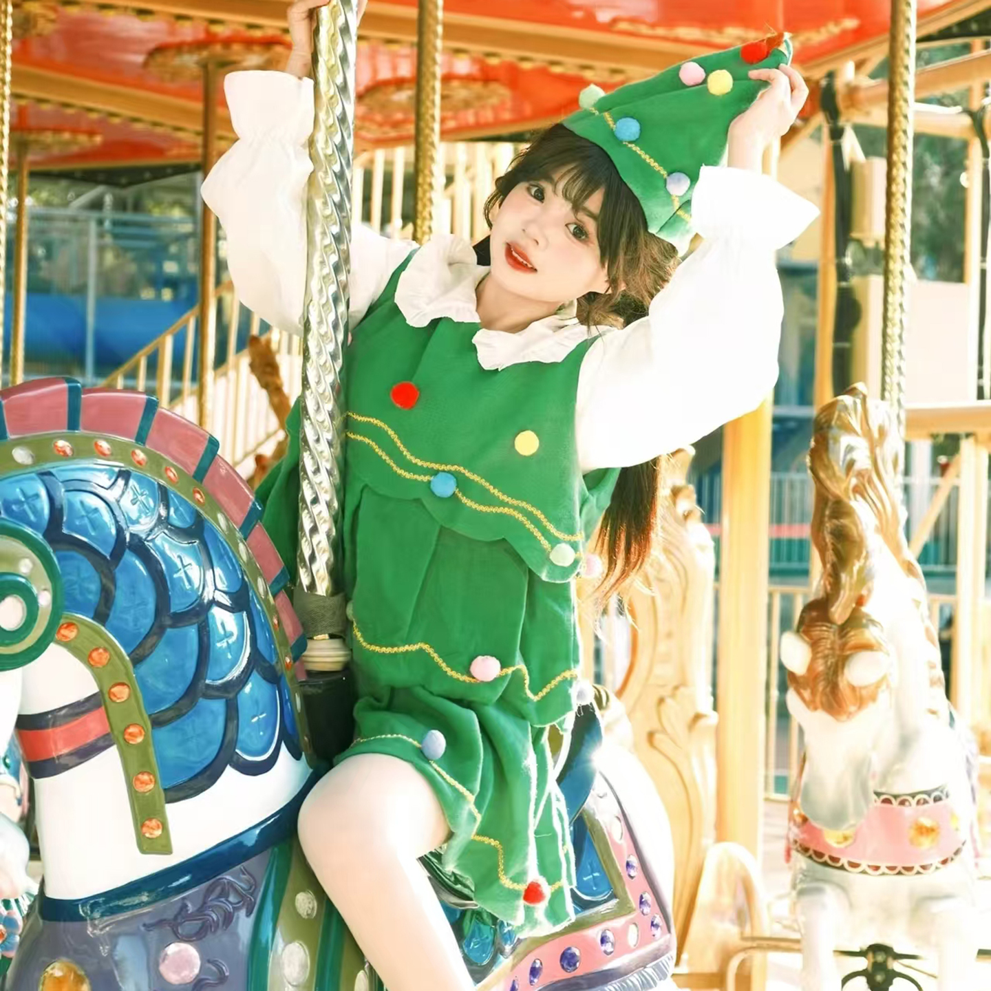 圣诞节服装成人圣诞树衣服装扮服饰舞台演出服女孩cos服连衣裙