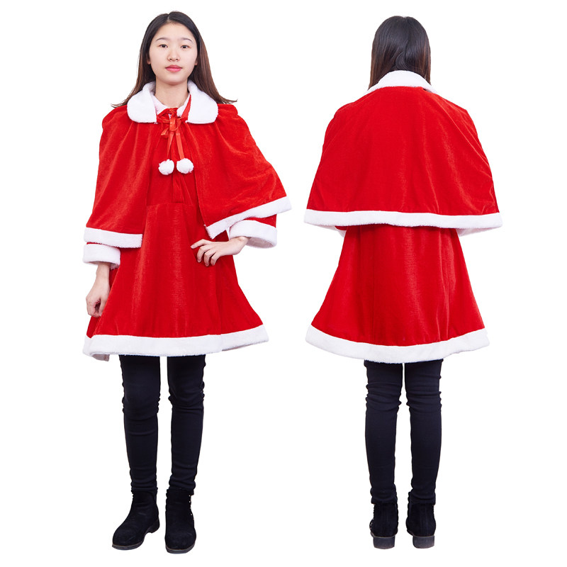 圣诞节服装披肩斗篷成人儿童服饰装扮披风派对表演服圣诞老人衣服