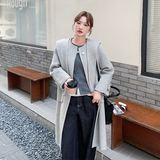 帽子可拆卸双面呢大衣2C006-9927-P315-K478，女装毛呢外套，2C006