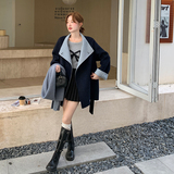 今年流行撞色双面羊绒大衣女2025秋冬新款简约宽松中长款毛呢外套，女装毛呢外套，2C006