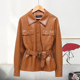 复古短款 韩版 机车绵羊皮夹克 真皮皮衣女收腰外套春秋新款 宋佳同款