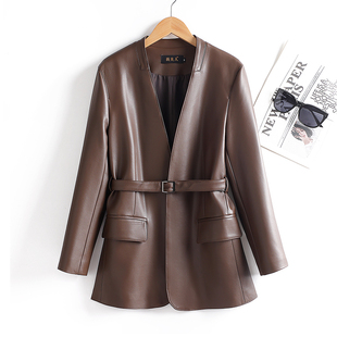 海宁真皮皮衣女中长高级感显瘦气质绵羊皮2025春装 皮风衣外套 新款