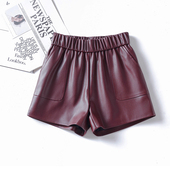 2025秋百搭a字绵羊皮女皮裤 海宁真皮短裤 阔腿宽松显瘦羊皮皮短裤