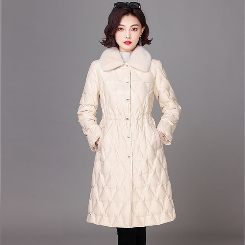 真皮羽绒服女收腰气质水貂毛外套
