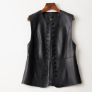 马夹坎肩外套 圆领绵羊皮简约显瘦百搭无袖 真皮马甲女2025春季 新款