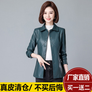 海宁大码 绵羊皮皮衣女短款 2026春秋新款 韩版 皮夹克女真皮外套 修身