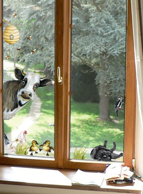 funlife《兽·神》英式水彩春季动物玻璃贴纸窗花静电免胶装饰