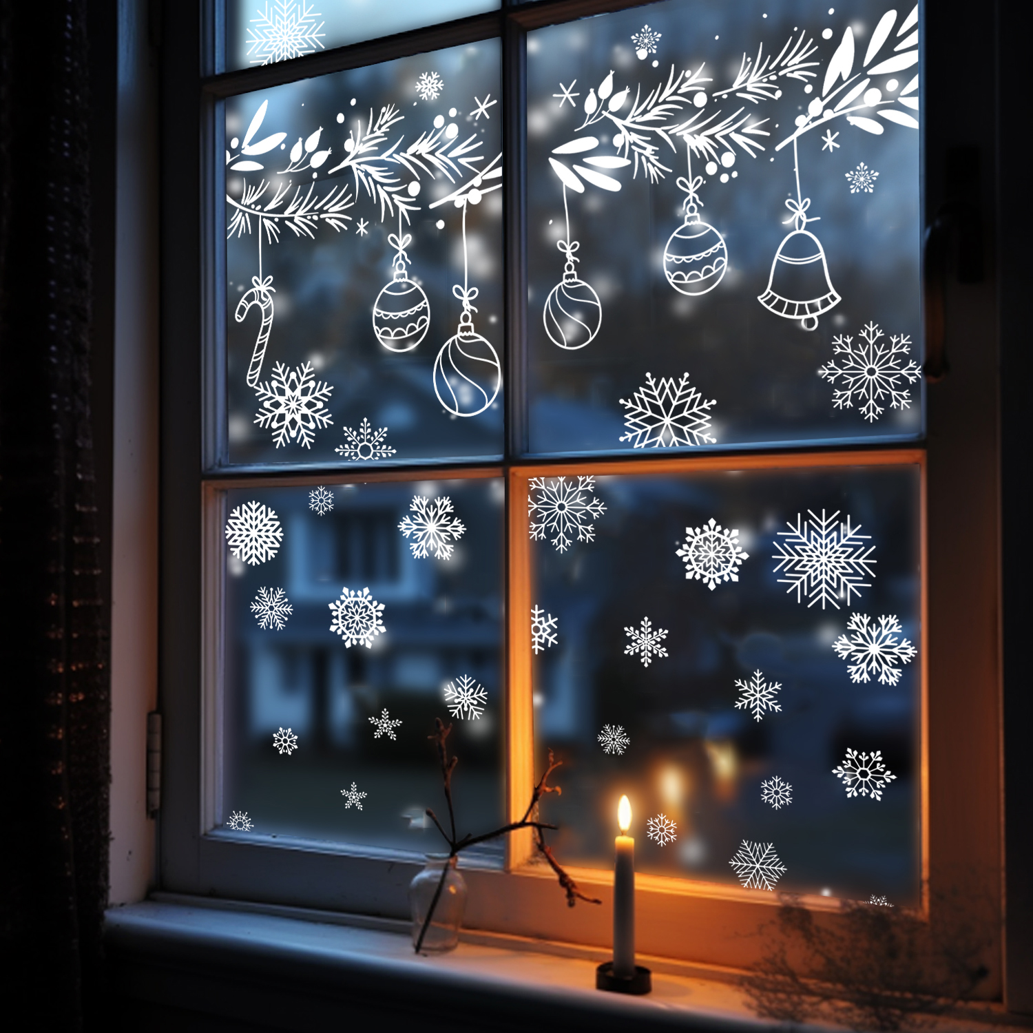 Funlife复古圣诞初雪松树静电膜