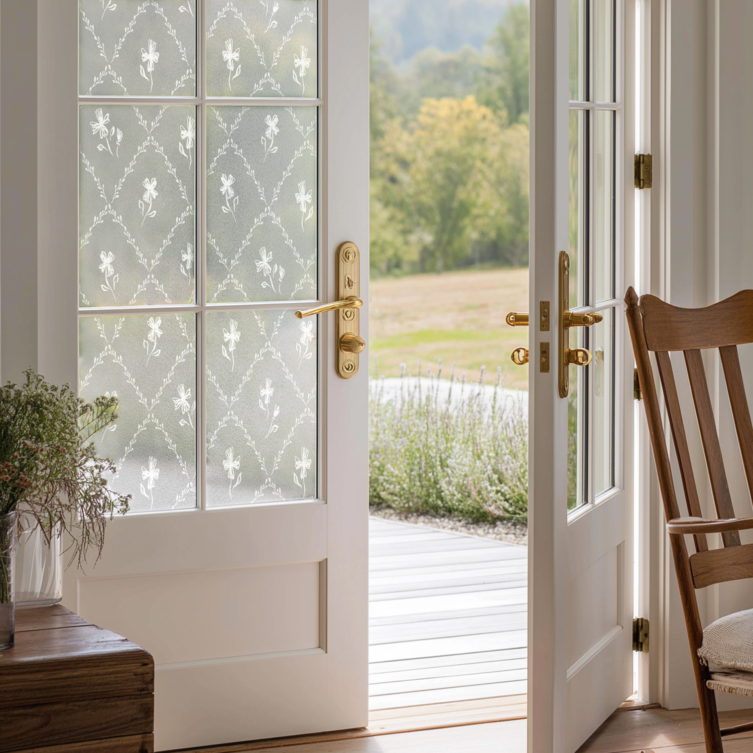 《Chinoiserie》原创法式中国风雏菊窗贴装饰磨砂玻璃免胶静电贴