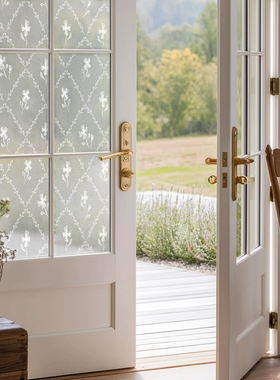 《Chinoiserie》原创法式中国风雏菊窗贴装饰磨砂玻璃免胶静电贴