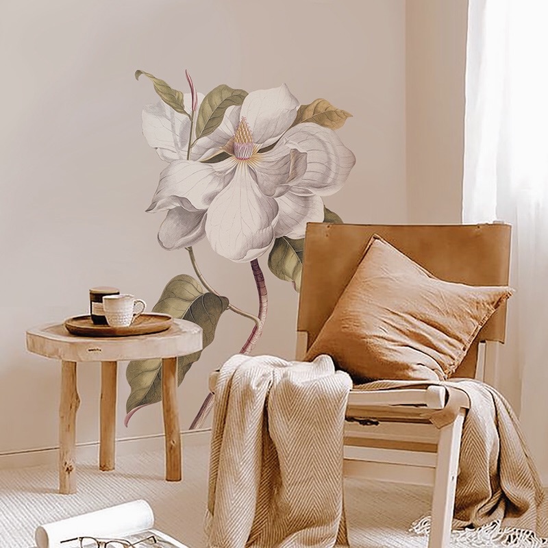 《花路》ins复古玉兰花卉墙贴