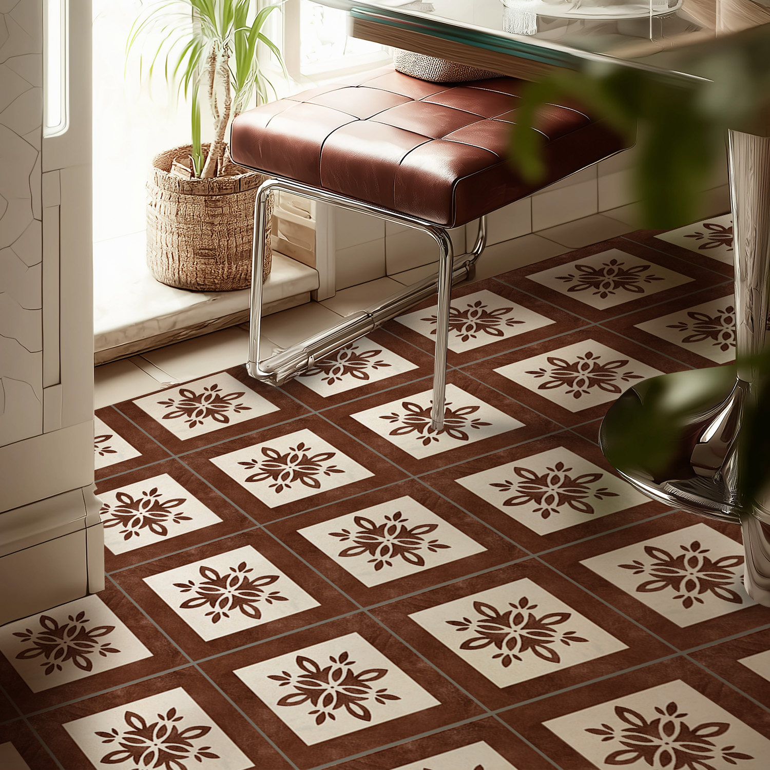 法式小花砖自粘翻新地贴