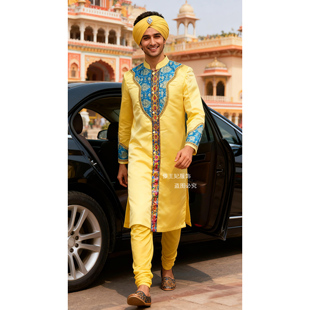 新款 包头舞台演出服男印度小品演出年会表演舞台服 印度长袍长衫