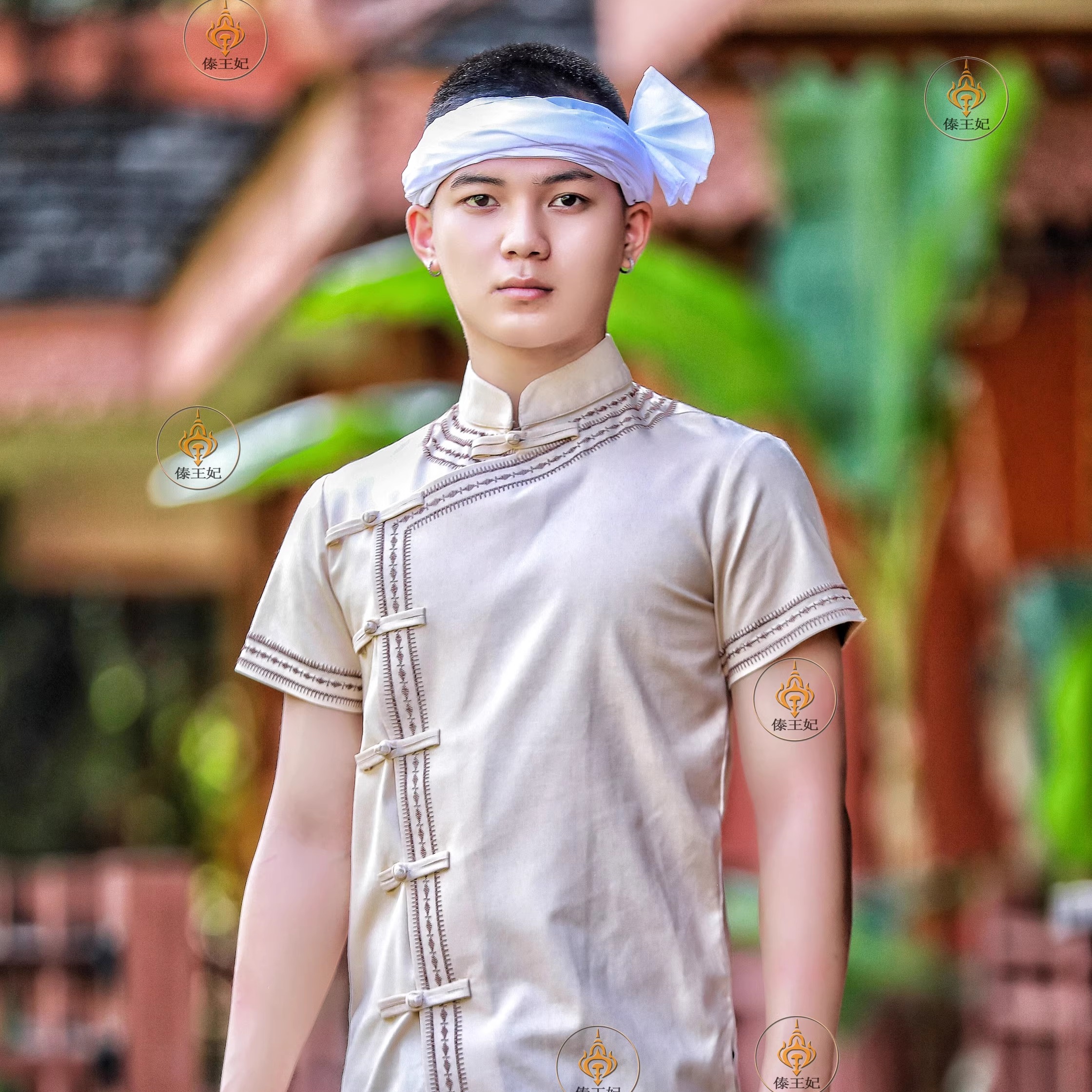 傣王妃复古棉麻男装节日服