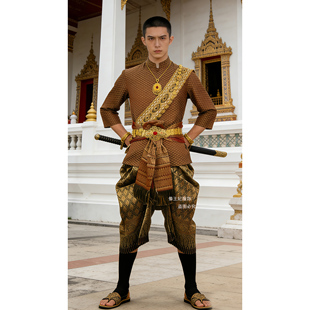 影楼旅拍服走秀年会服帅气风格 泰国传统复古男装 长袖 新款 秋冬套装