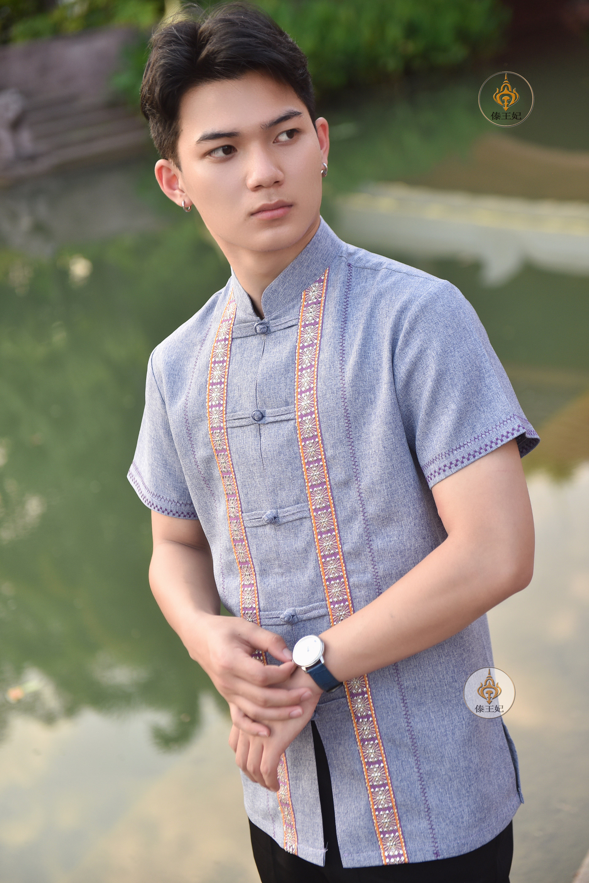 傣王妃傣族男装上衣休闲