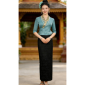 泼水节服旅游服工作服春夏休闲服纯色 新款 傣王妃傣族服装 女套装