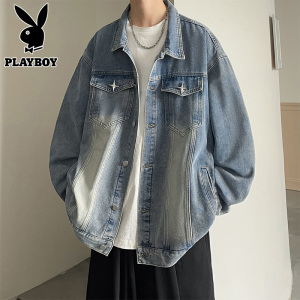 泥黄色牛仔外套男秋季2023新款男士春秋款上衣服美式高街秋装夹克