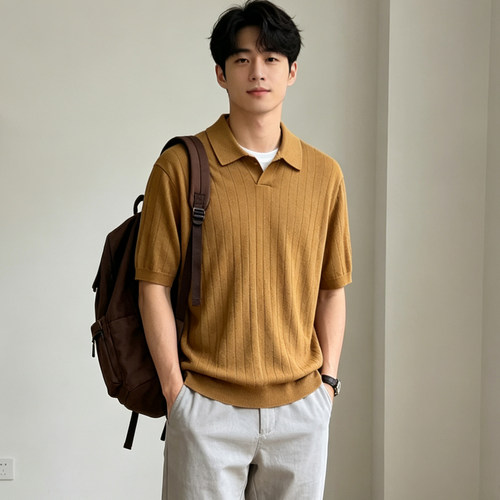 原单品质26夏男装可机洗针织polo衫商务休闲半开领短袖T恤482328