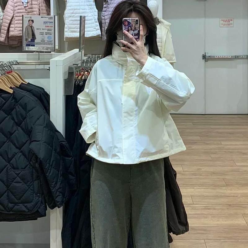原单品质春女装484709防风立领茄克户外休闲连帽薄外套防水474894