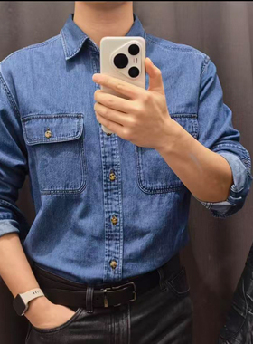 原单工厂26合作款男装女装牛仔衬衫水洗产品长袖衬衣外套M-484245