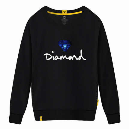 SUGU新款2017圆领男女春秋卫衣情侣装班服定制卡通钻石英文印花潮