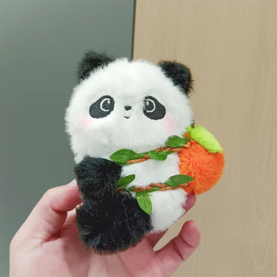 正版柿柿如意熊猫毛绒玩具小挂件