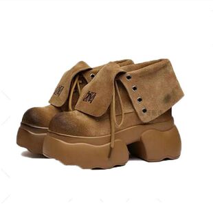 马丁靴女2025秋季新款黑色厚底英伦机车短靴高跟厚底内增高女靴子