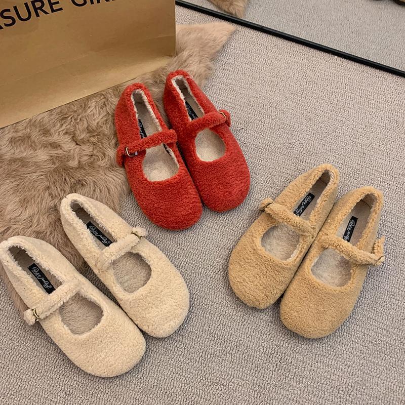 毛毛鞋子女秋冬季外穿2025新款平底网红毛绒毛茸茸单鞋玛丽珍女鞋