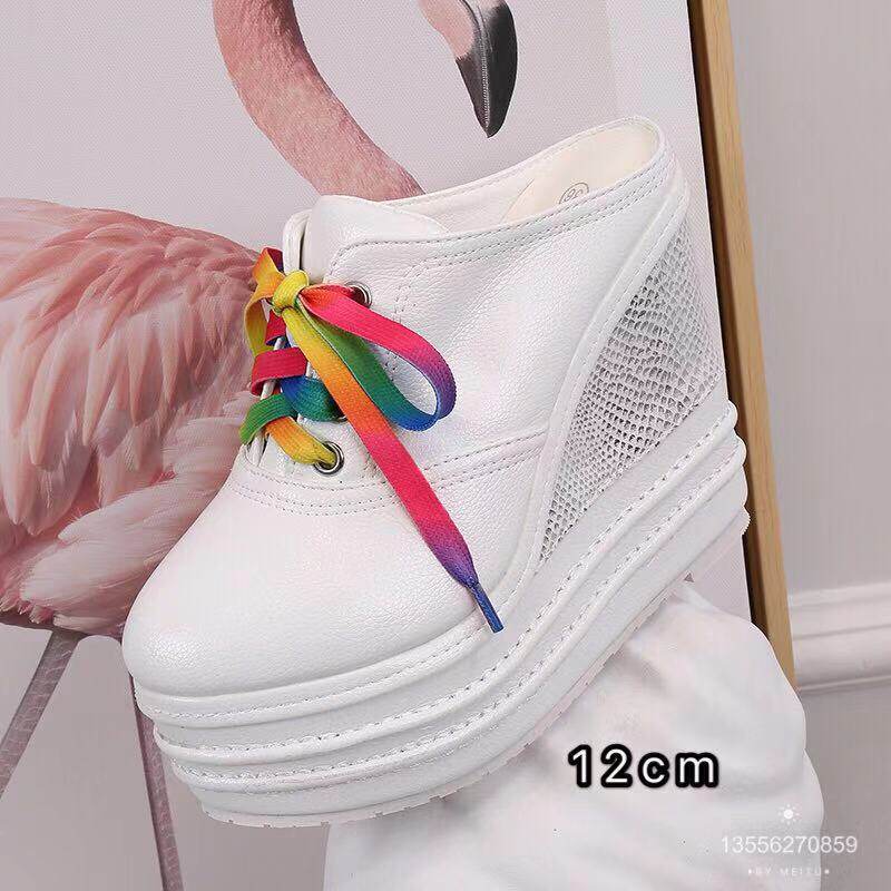 Giày cao gót đế xuồng platform siêu cao 15 cm cho nữ dáng nhỏ — Trắng 12cm, Trắng 15cm, Đen 12cm, Đen 15cm