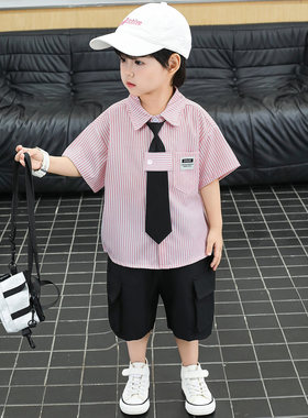 男童衬衫套装夏季2026新款儿童装夏装男孩韩范痞帅宝宝周岁礼服服