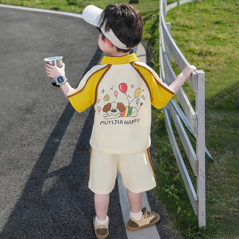 男童夏装短袖短裤套装2026新款洋气儿童Polo衫宝宝夏季运动两件套