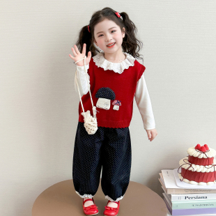 女童春装套装2026新款洋气儿童马甲春秋穿搭宝宝巨好看三件套衣服