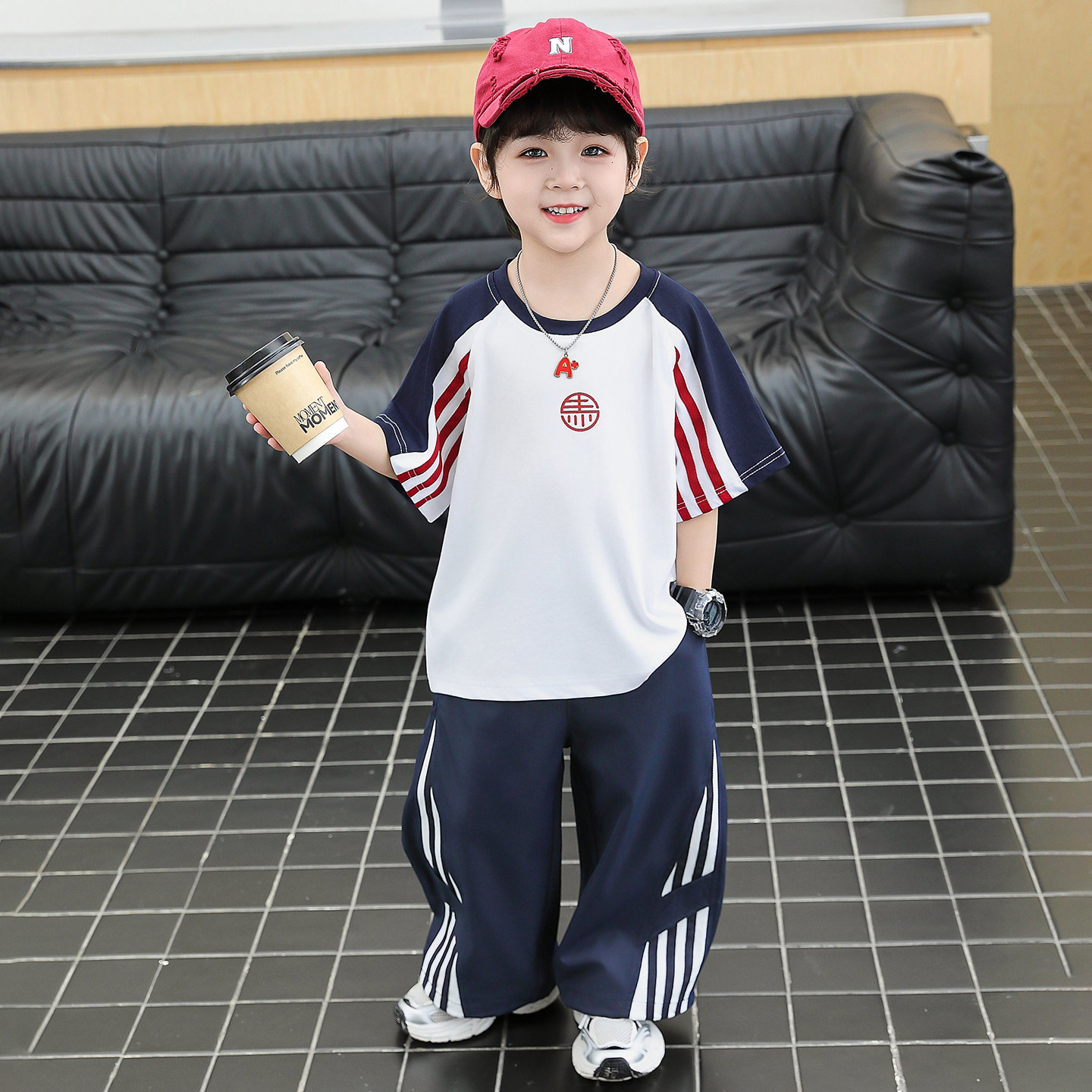 男童夏装短袖长裤套装2026新款小中大童夏季痞帅韩范炸街运动衣服