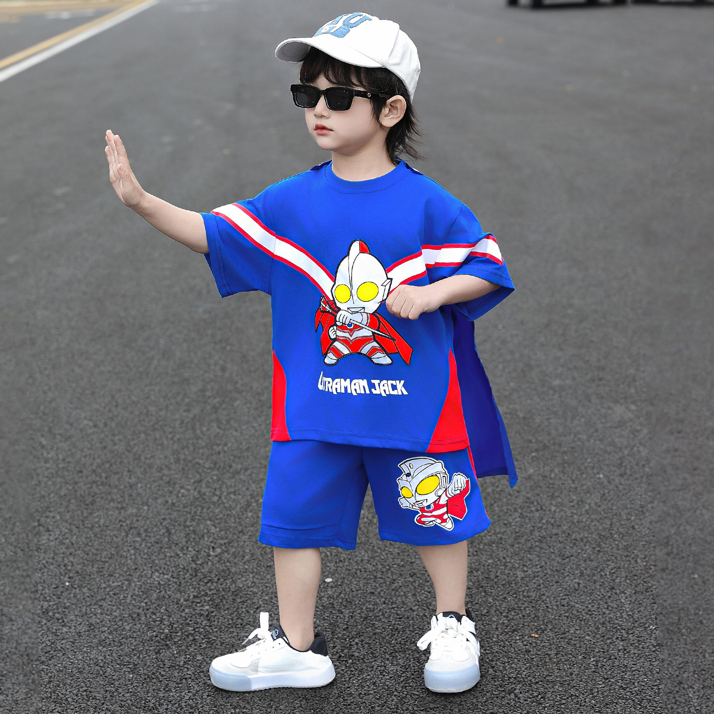 奥特曼儿童套装男童夏季2026新款运动时髦夏装宝贝cos人物演出服