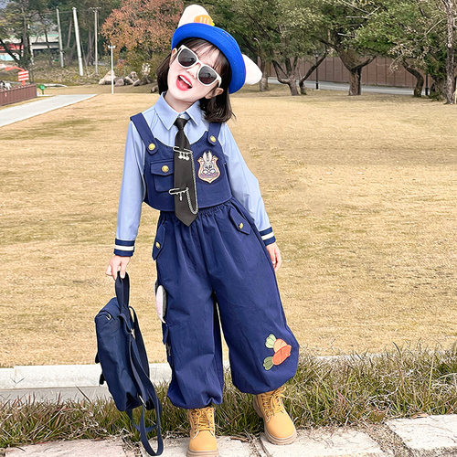 女童学院风套装春秋2026新款儿童朱迪兔子警官衣服春装中大童cos